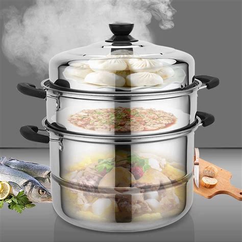 Stainless Steel Steamer Cookware Multi Functional Three Layers Shopee