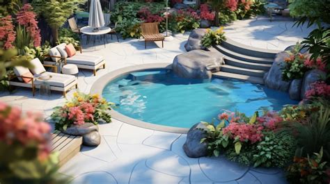 Premium AI Image | Detail of design of backyard pool