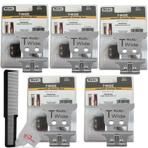 Five Pack Wahl Detailer T Wide Adjustable Trimmer Blade Set With