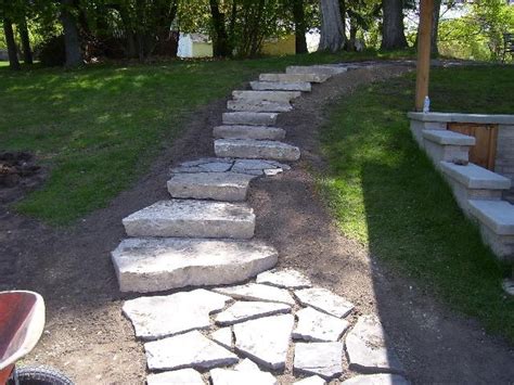 Stone steps with landings | Front yard, Yard work, Stepping stones