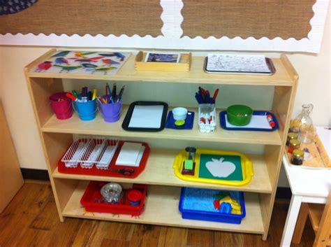 Art Shelf In A Primary Classroom Montessori Art Art Shelves Montessori Classroom