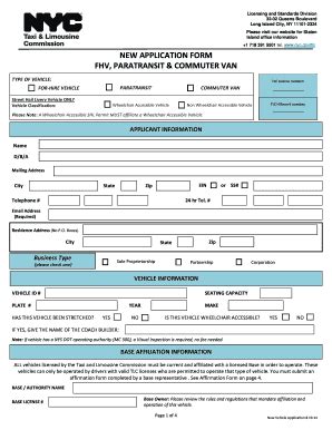 Fillable Online Nycppf Fhv Paratransit Commuter Van Vehicle