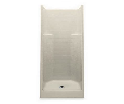 Stc X Acrylx Alcove Center Drain One Piece Shower In Bone