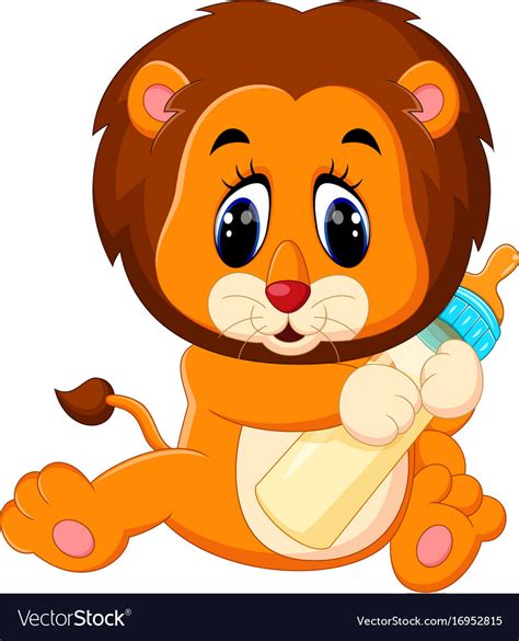 Cute baby lion cartoon Royalty Free Vector Image