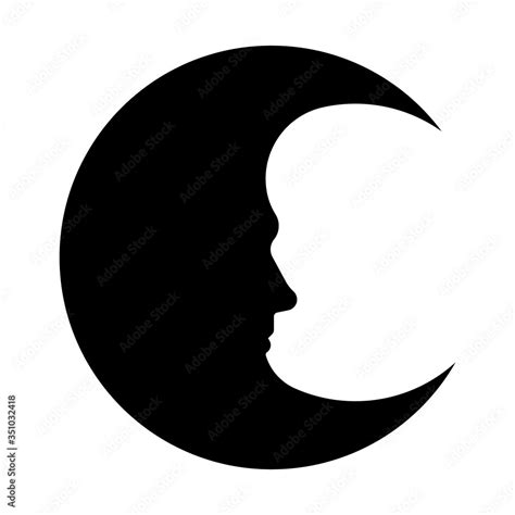 Moon face silhouette. Retro Style, Astrology symbol. Stock Vector ...