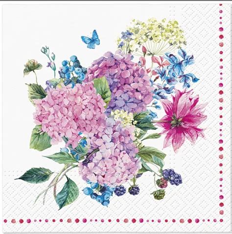 Hydrangea Luncheon Size Napkins White Fox Finds