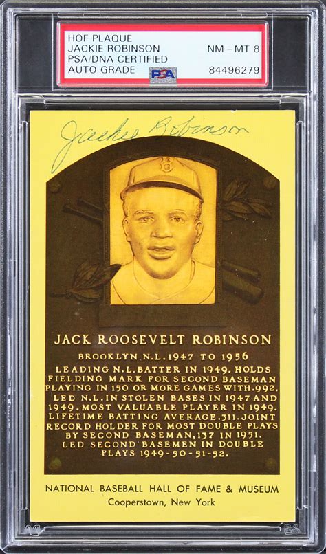 Lot Detail Jackie Robinson Rare Signed Yellow Hall Of Fame Plaque