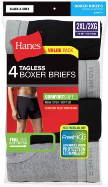 4pk Hanes Tagless Boxer Briefs 2xl Comfort Soft With Flex Waistband Ebay