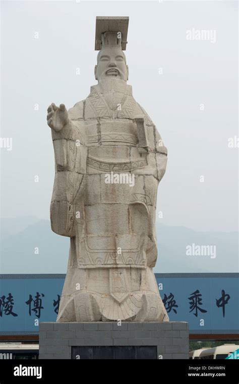 Modern Statue Of Emperor Qin Shi Huang Near The Site Of His Tomb In Xi