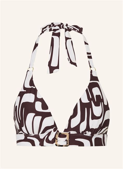 CYELL Neckholder Bikini Top ETERNAL Cup B D In Weiss Dunkelbraun