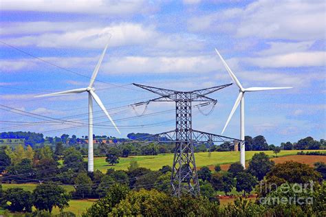 Wind Turbines And Electricity Pylon By Alex Bartel Science Photo Library