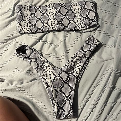 Shein Swim Snake Skin Bikini Top And Bottoms Poshmark