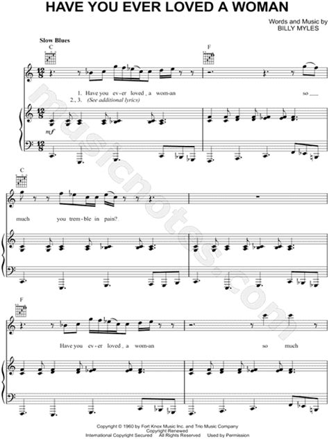 Eric Clapton Have You Ever Loved A Woman Sheet Music In C Major Download And Print Sku