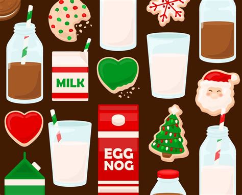 Christmas Milk & Cookies Clipart Eggnog Dessert Cookie | Etsy