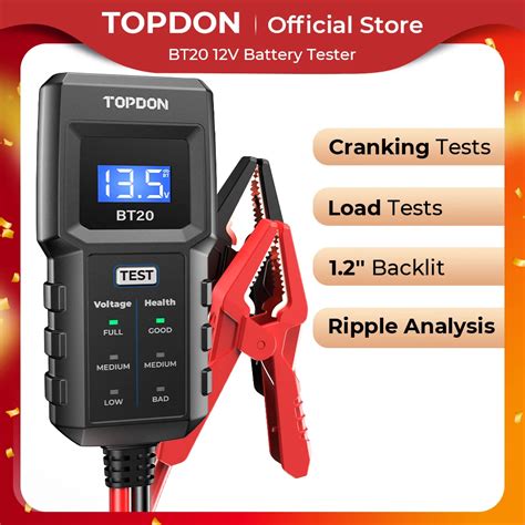 TOPDON BT20 Lead Acid 12V Battery Cranking Charging Vehicles Automotive