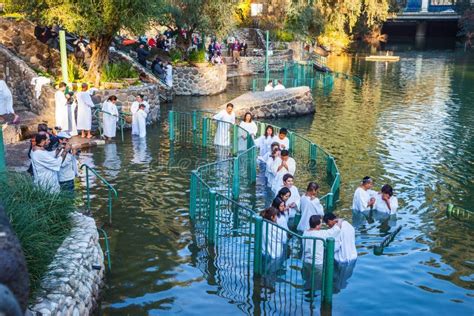 Christian Pilgrims Baptized In The Jordan River Editorial Image Image