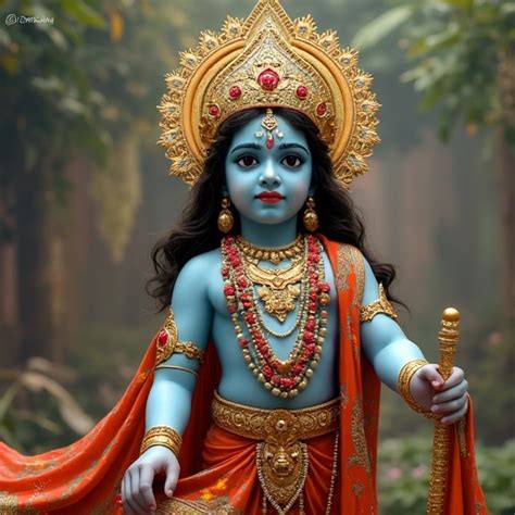 divine depiction  lord krishna  serene expression  radiant