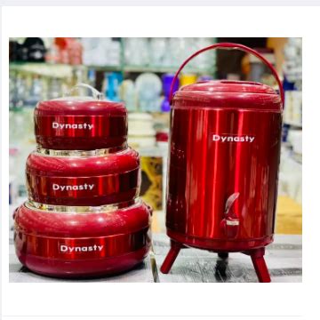 4 Pcs Dynasty Hot Pot Set Stainless Steel Inner Bowl Glass Lid