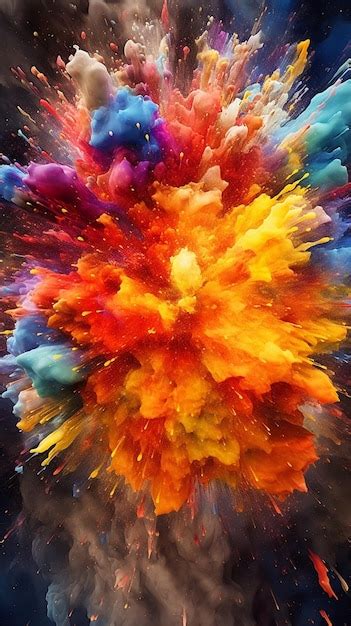 Premium AI Image | A colorful explosion wallpaper with a black ...