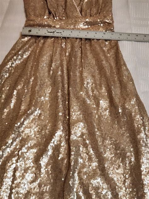 Lulu S Maxi Dress Notorious Rose Gold Sequin Cocktail Gem