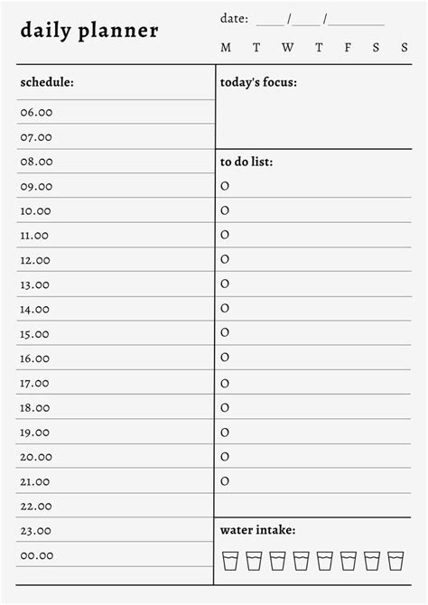 The Daily Planner Is Shown In Black And White With Numbers On Each