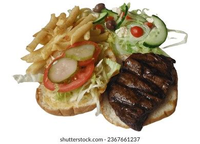 Ostrich Burger Fries Salad Images Stock Photos D Objects