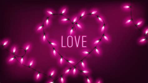 Fairy Lights In Heart Shape With Neon Love Text 691241 Vector Art At