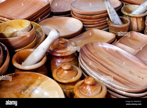 Wooden Kitchen Utensils Wooden Kitchen Ware In Different Shapes Stock