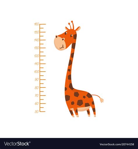 Scale for measuring kids growth and funny giraffe Vector Image