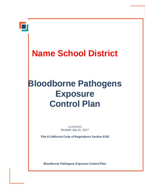 Bloodborne Pathogens Exposure Control Program Plan Doc Template PdfFiller