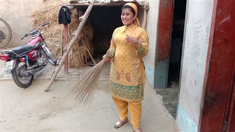 Pakistani Village Women Cleaning Mud House Village Life In Pakistan