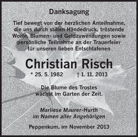 Traueranzeigen Von Christian Risch Saarbruecker Zeitungtrauerde