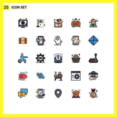 25 universal preenchidas linha plano cores conjunto para rede e Móvel