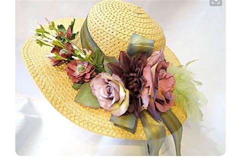 Straw Summer hat with silk flowers | Easter hats, Hats, Victorian hats