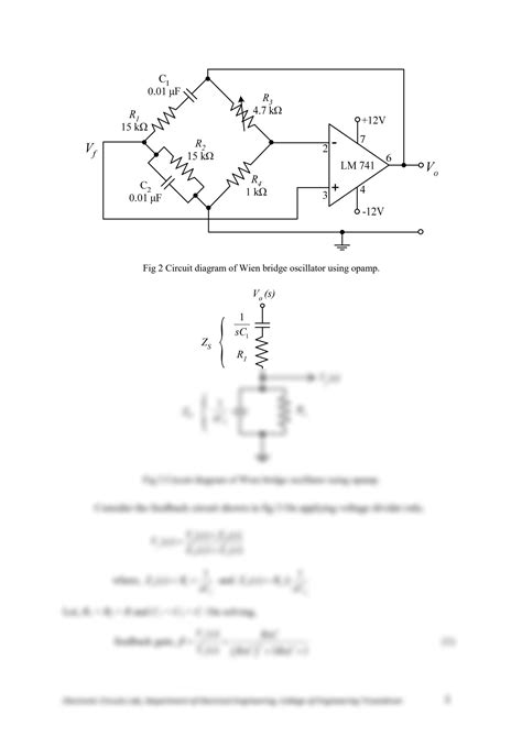 SOLUTION 09 Wien Bridge Oscillator Using Opamp Studypool