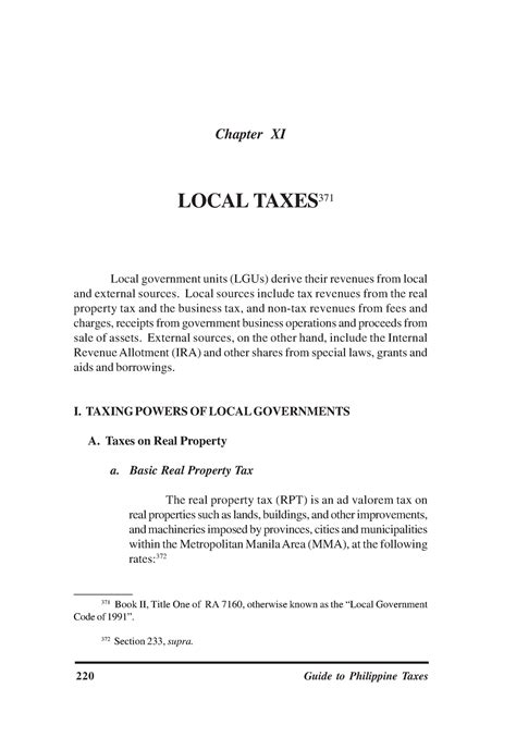 Local Taxes Local Taxes And Revenues Chapter Xi Local Taxes 371