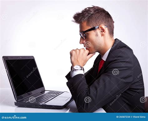 business man working  laptop computer stock photo image