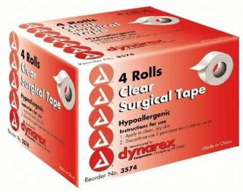 4 Transparent Surgical Tape Rolls 3x 10 Yards Clear Hypoallergenic