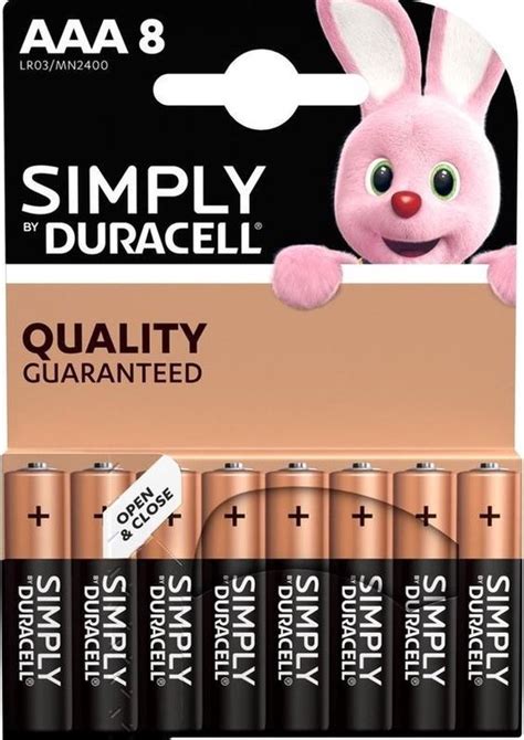 Set Van 8x Duracell AAA Simply Batterijen 1 5 V Alkaline LR03