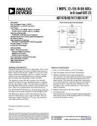 AD7478 Analog Devices 1 MSPS 12 10 8 Bit ADCs In 6 Lead SOT 23