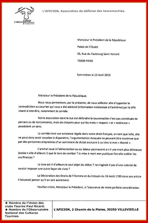 LETTRE AU PRÉSIDENT EXEMPLE A SUIVRE LO TAURE ROGE