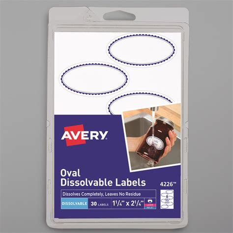 Avery 04226 1 14 X 2 14 White Oval Preprinted Border Dissolvable