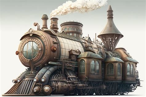 Locomotora De Vapor Al Estilo Steampunk Ia Generativa Foto Premium