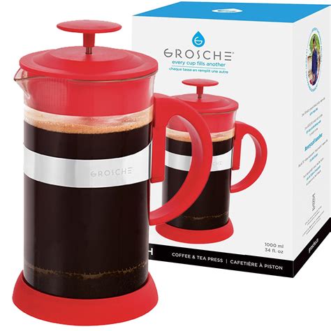 Grosche Zurich French Press Coffee Maker, 34 fl. oz, Red - Walmart.com ...