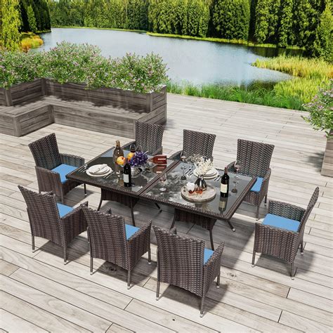 Amazon Kullavik 10 Piece Outdoor Dining Set All Weather Wicker