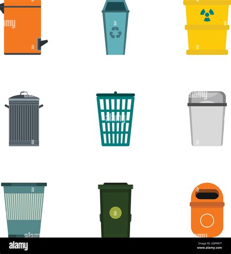 Garbage Icons Set Flat Style Stock Vector Image Art Alamy