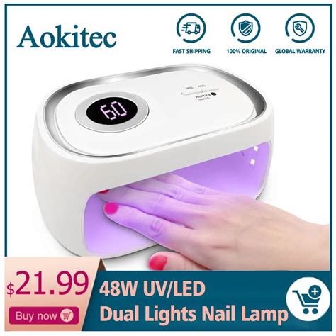 Aokitec 48 W UV LED lámpara de uñas Gel polaco lámpara de curado con