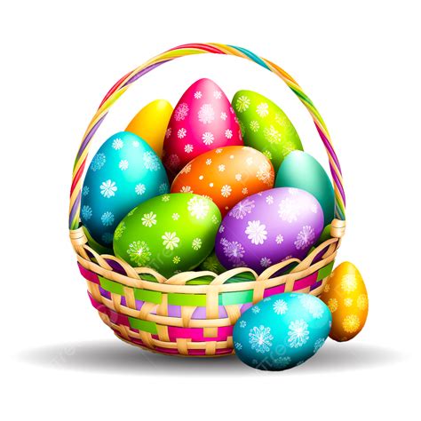 Colourful Easter Eggs Basket Transparent Background Colourfull Easter