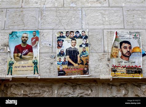 Posters honouring shaheeds (Palestinian freedom fighters) in Nablus ...