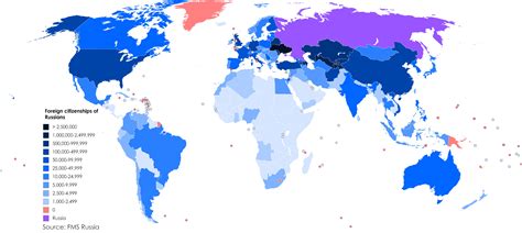 Immigration to Russia (foreign citizenships of Russians) : r/MapPorn